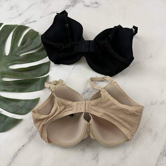 Natori Sheer Jacquard Underwire Bra Size 36 D Lot of 2 Nude Beige Black - Picture 4 of 11